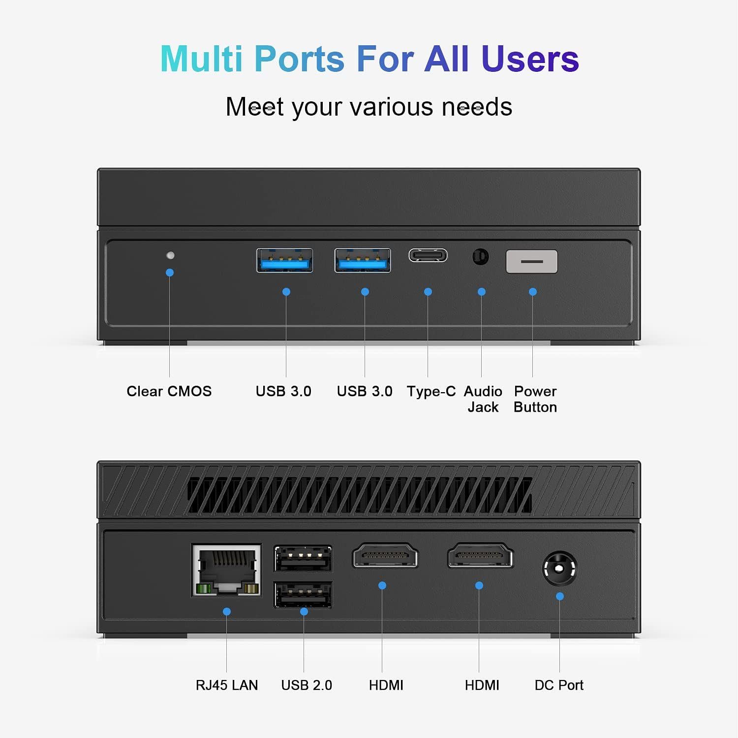 ALLIWAVA Mini-PC (Intel Celeron N5105, Intel UHD Grafik, 16 GB RAM, 512 GB HDD, Intel 11th Gen Mini PC: N5105, 16GB RAM, 512GB SSD)