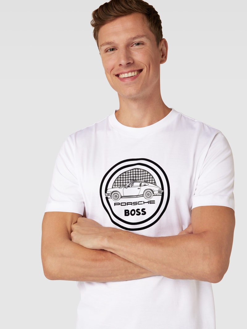 T-Shirt mit Label-Detail - Porsche X Boss Collection in weiß