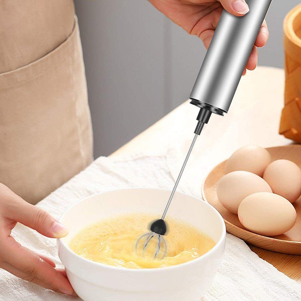 Gontence Milchaufschäumer Handheld Kaffeeaufschäumer USB Wiederaufladbare Schaummaschine, Bubbler Schneebesen für Latte Cappuccino Heiße Schokolade (USB)