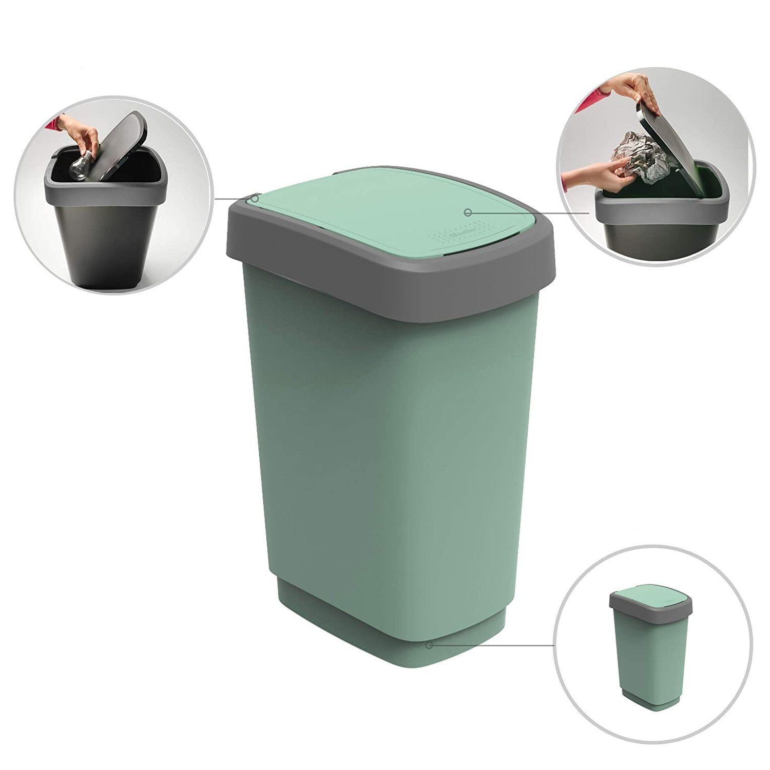 ROTHO Mülleimer Twist ECO, Eco Abfalleimer Kippbehälter 25L