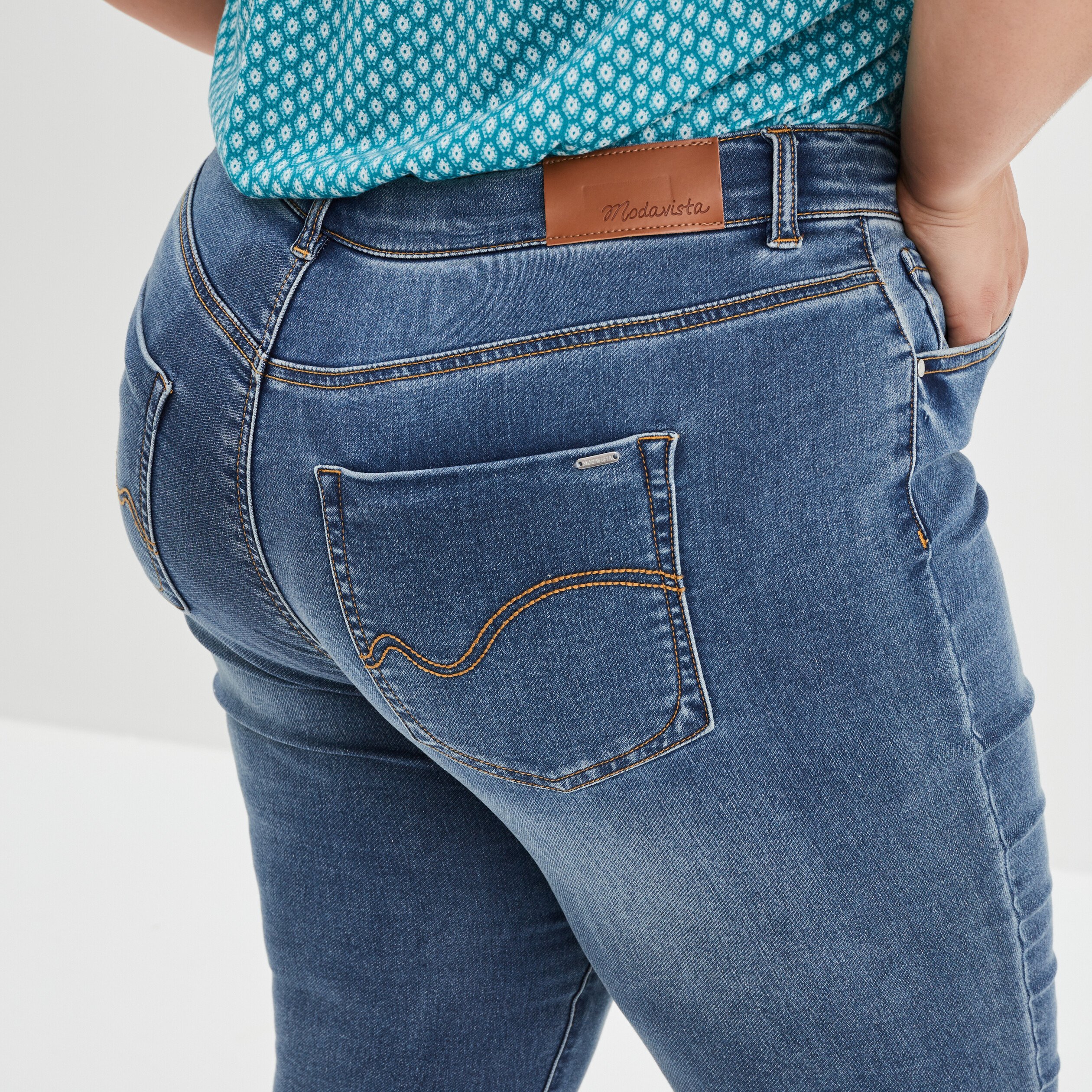 Jeans slim taille haute 7 8ème denim stone femme grande taille | La Halle