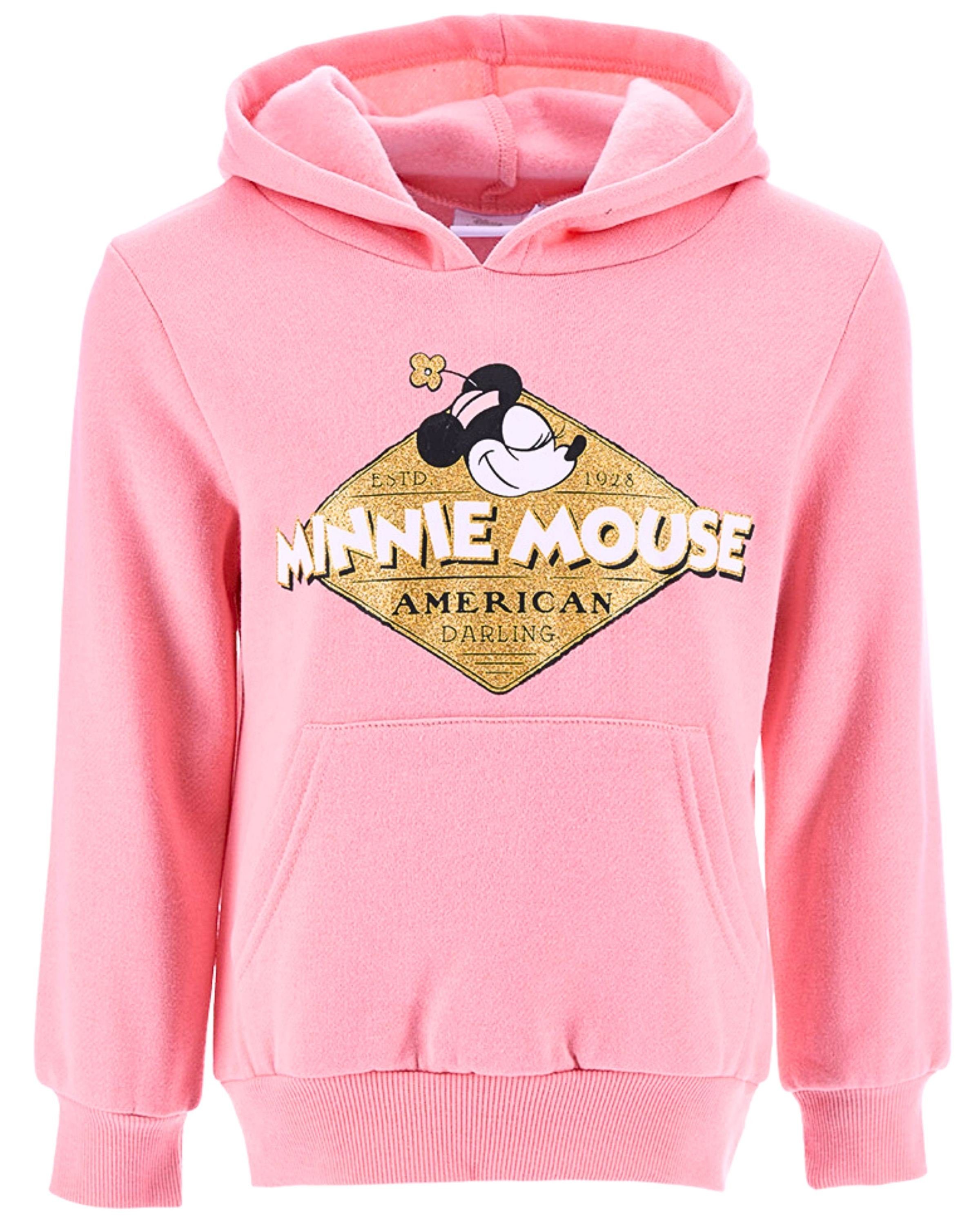 Minnie Mouse Hoodie Minnie Maus Mädchen Kapuzenpullover mit Glitzer