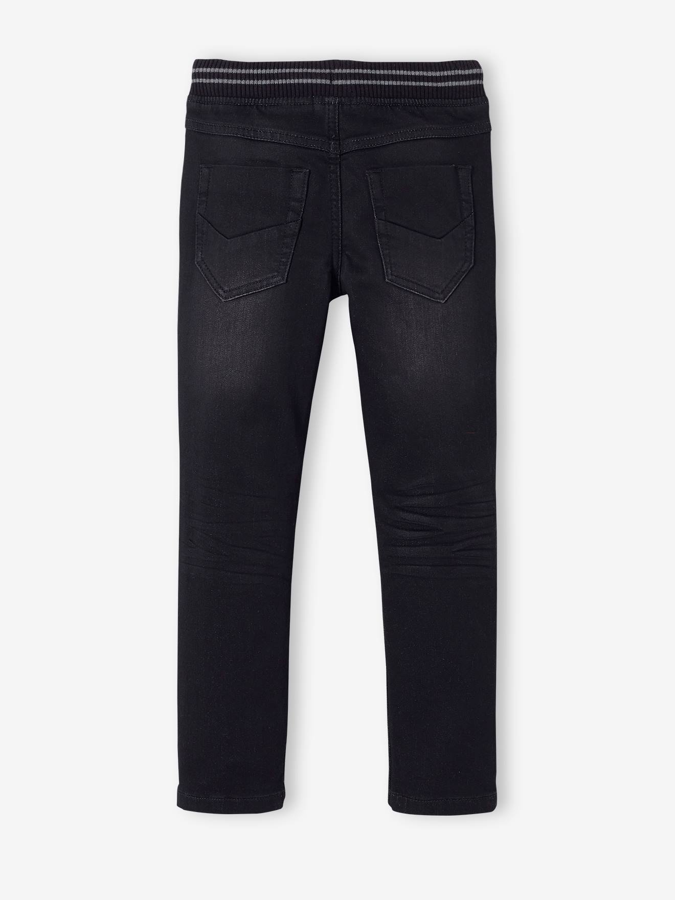 Jean droit en molleton effet denim facile à enfiler garçon double stone