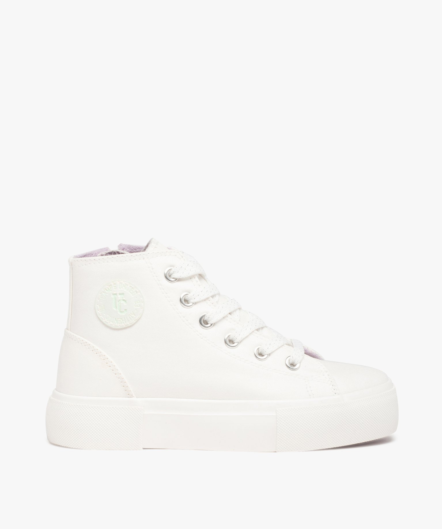 Baskets fille montantes en toile brillante – Camps United blanc | GEMO