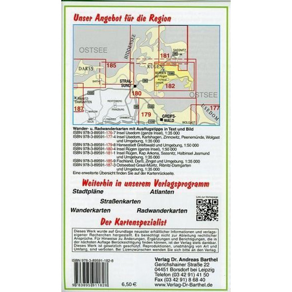 Insel Rügen: Bergen, Göhren, Baabe, Binz, Sellin und Umgebung Radwander- und Wanderkarte 1 : 35 000 - Wanderkarte