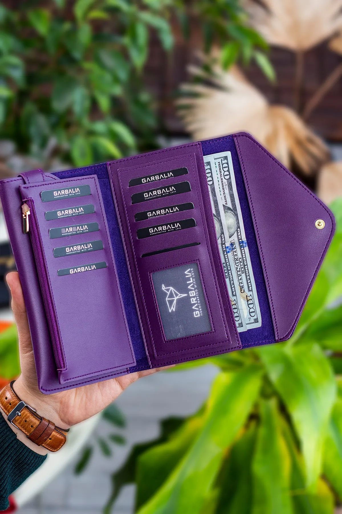 Garbalia  Umschlagmodell Lila (DAMSON) Geldbörse mit Umschlagtelefon und Münzfach
