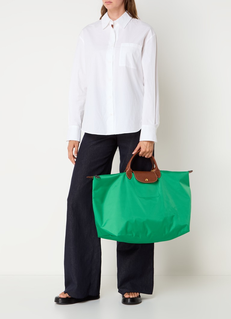 Longchamp Le Pliage Original weekendveske med skinndetaljer