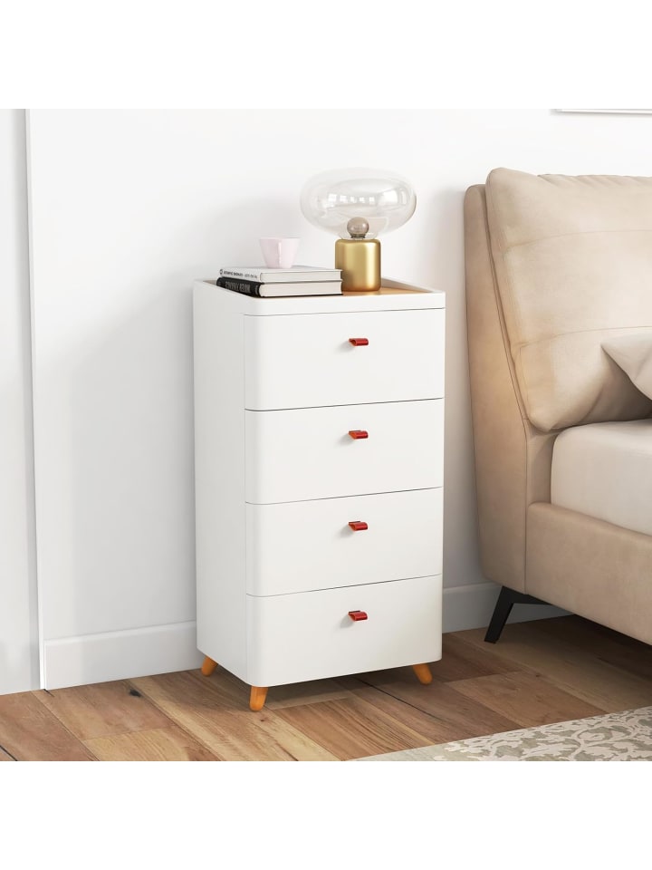 COSTWAY Nachtschrank mit 4 Schubladen 42 x 32 x 81,5cm in Weiß günstig kaufen onesize