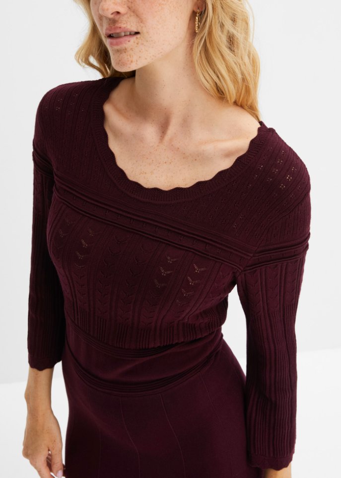 Strickkleid mit Ajourmuster und nachhaltiger Viskose