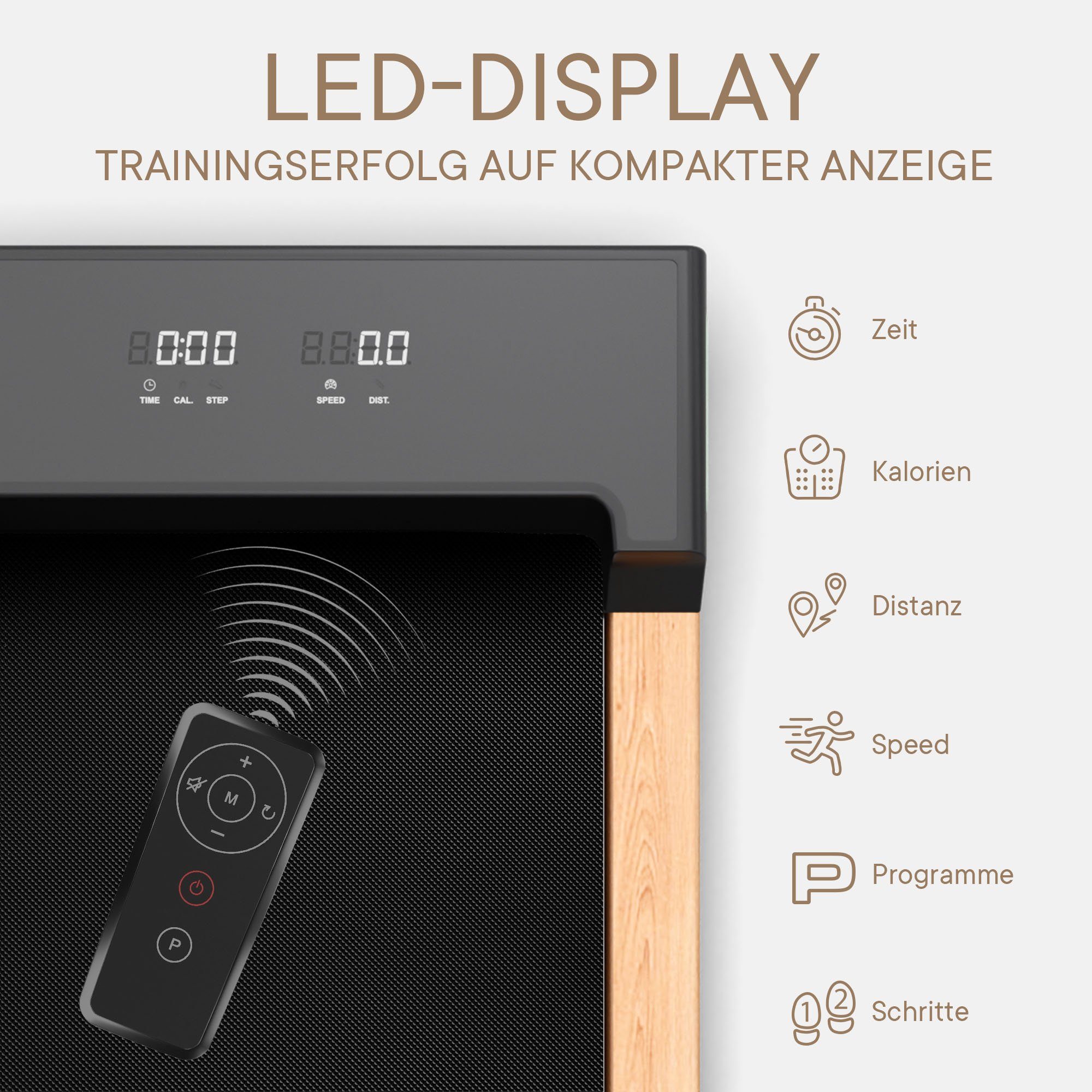 Kinetic Sports Laufband DW6, 42 cm breite Lauffläche, LED Display, Sound-On Lautsprecher