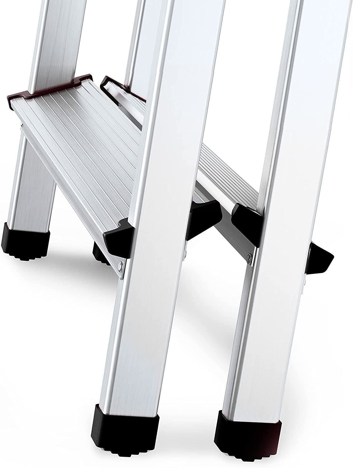 nm_trade Doppelleiter Aluleiter Doppelleiter Trittleiter Stehleiter Klapptritt Zweiseitige, Aluminium, Belastung beträgt 125 Kilogramm, rutschfeste Füße, leicht