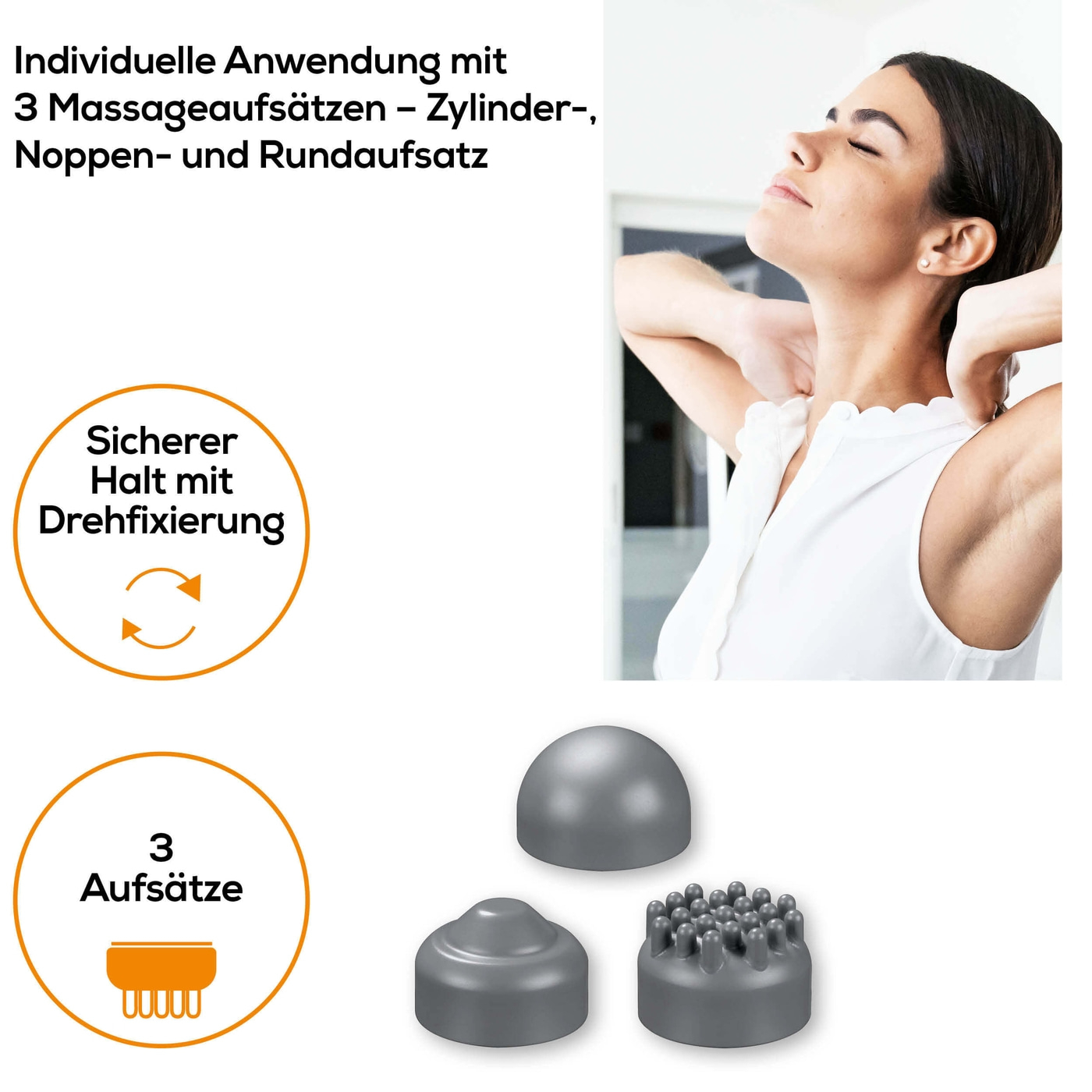Beurer Klopf-Massagegerät MG 55-Massagegrät für eine tiefenwirksame, entspannende Klopfmassage & 3 Aufsätzen