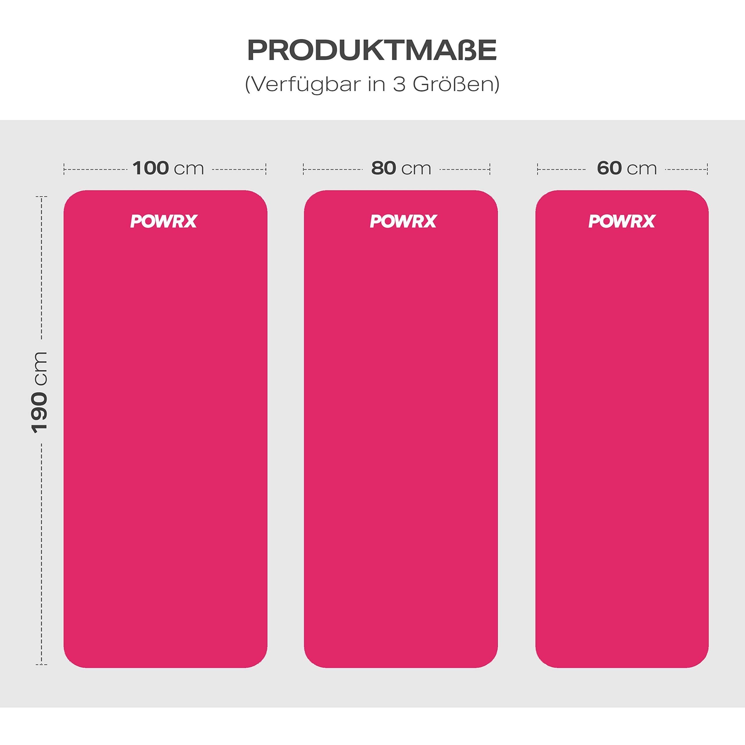 POWRX Yogamatte Gymnastik- & Yoga-Matte (Pink, 190x60x1.5cm) inkl. Trageband + Tasche, Pink 190 X 60 X 1.5 Cm