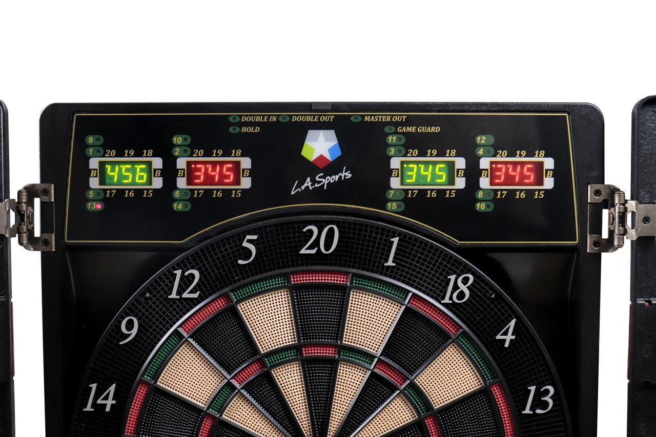 L.A. Sports Elektronische Dartscheibe 1-16 Spieler für Soft-Dart-Pfeile Kabinett Dartschrank