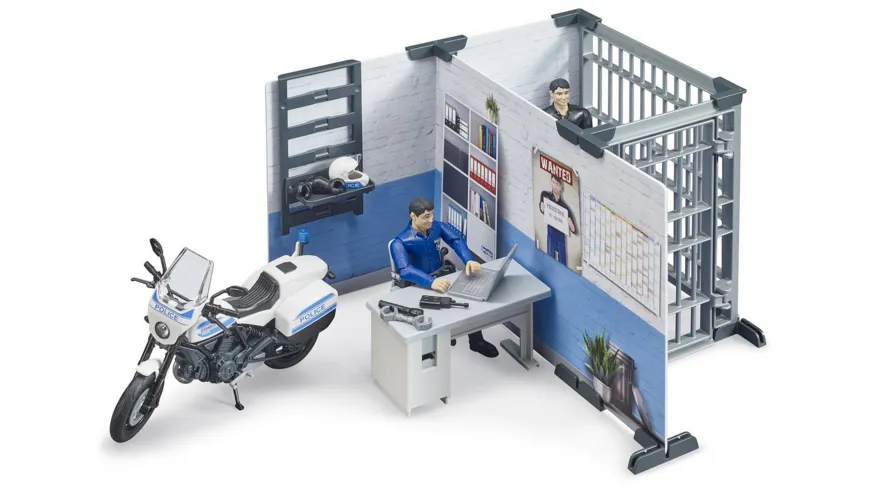 BRUDER - bworld Polizeistation mit Polizeimotorrad 62732
