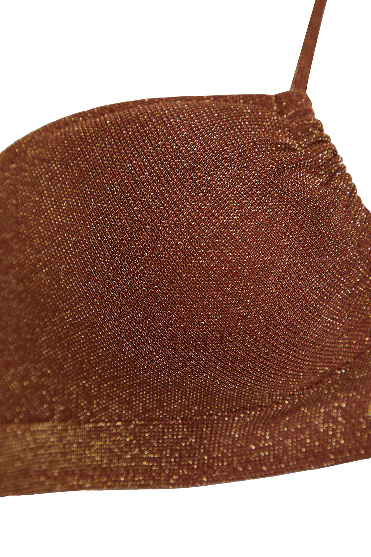 Trendyol Collection  Braunes trägerloses Glitzer-Bikinioberteil TBESS23BU00302
