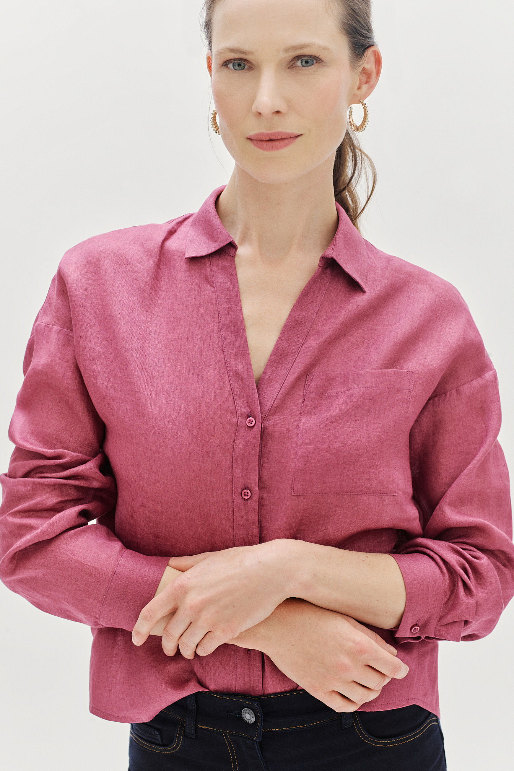 chemisier florentine 100% lin rose femme