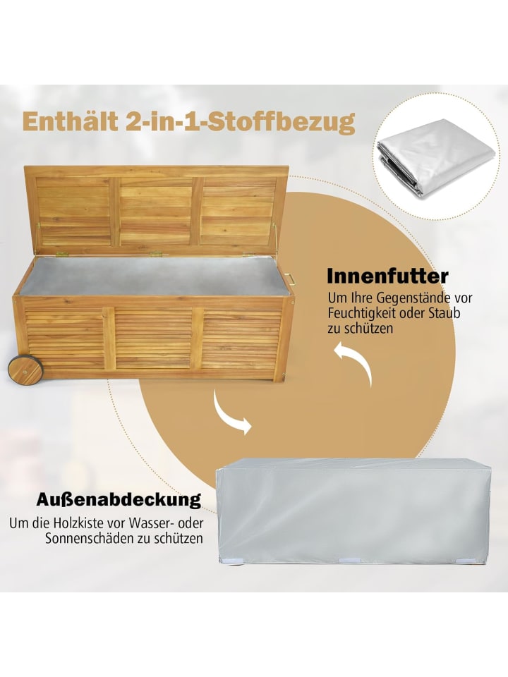 COSTWAY Gartenbox 182L mit Innentasche in Hellbraun günstig kaufen onesize