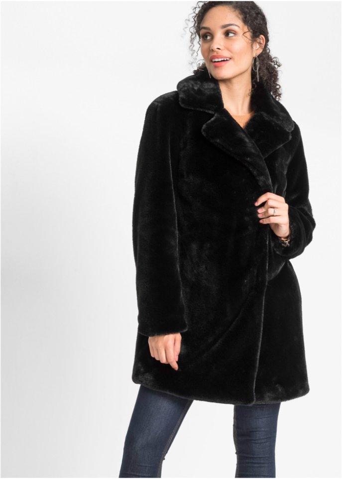 Kuschel-Longjacke aus Fellimitat
