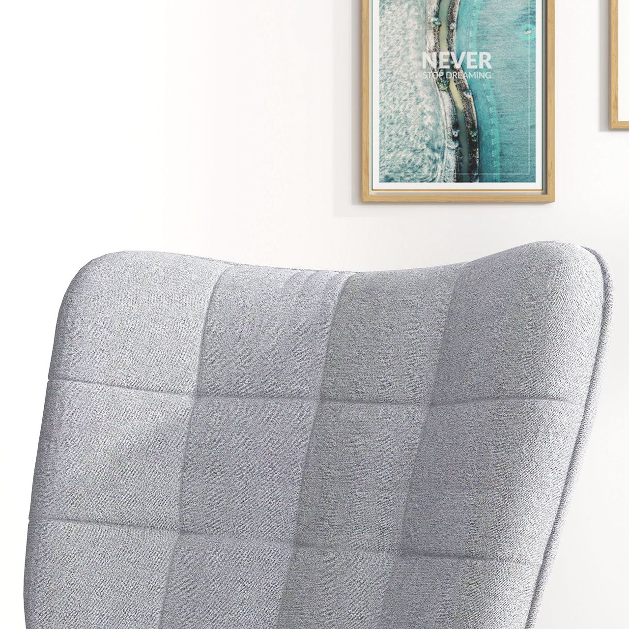 HOMCOM Schaukelstuhl Schwingsessel mit Hocker Relaxsessel mit Leinenoptik