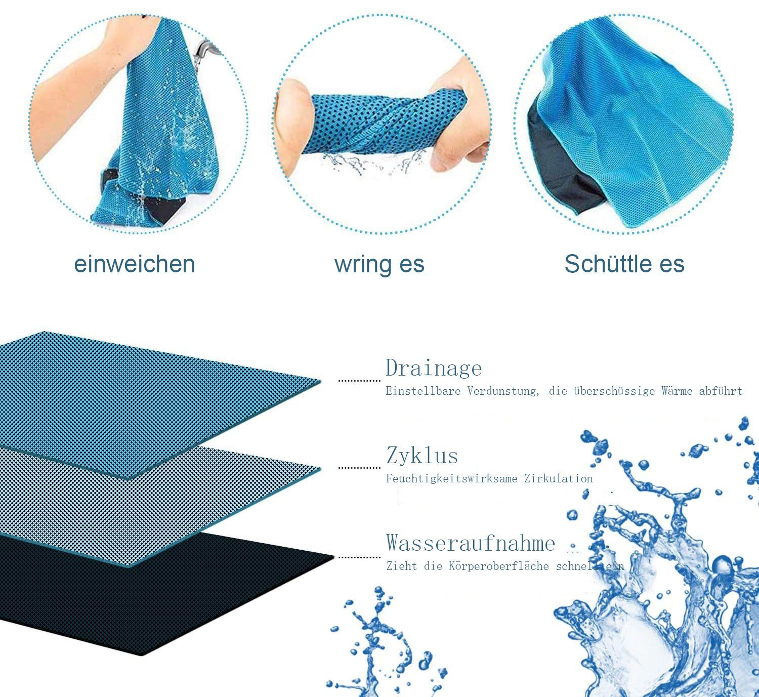 Sarfly Sporthandtuch Cooling Towel,Mikrofaser Handtuch,Strandtuch mit Kühlfunktion, (10-St), Antibakteriell, hypoallergen, schnell trocknend