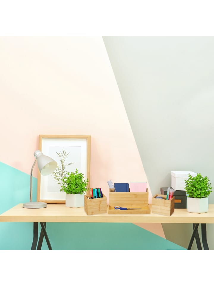 relaxdays 4 tlg. Schreibtisch Organizer Set in Natur günstig kaufen onesize