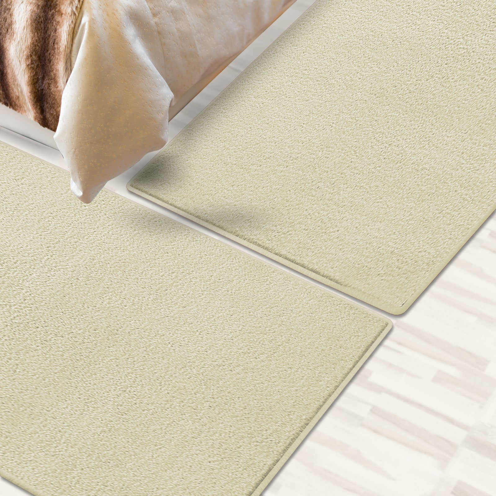 Hochflor-Bettumrandung Dynasty Creme, 3 Größen, Läufer, ideal im Schlafzimmer Floordirekt, Höhe 8.5 mm, (3-tlg), Velours