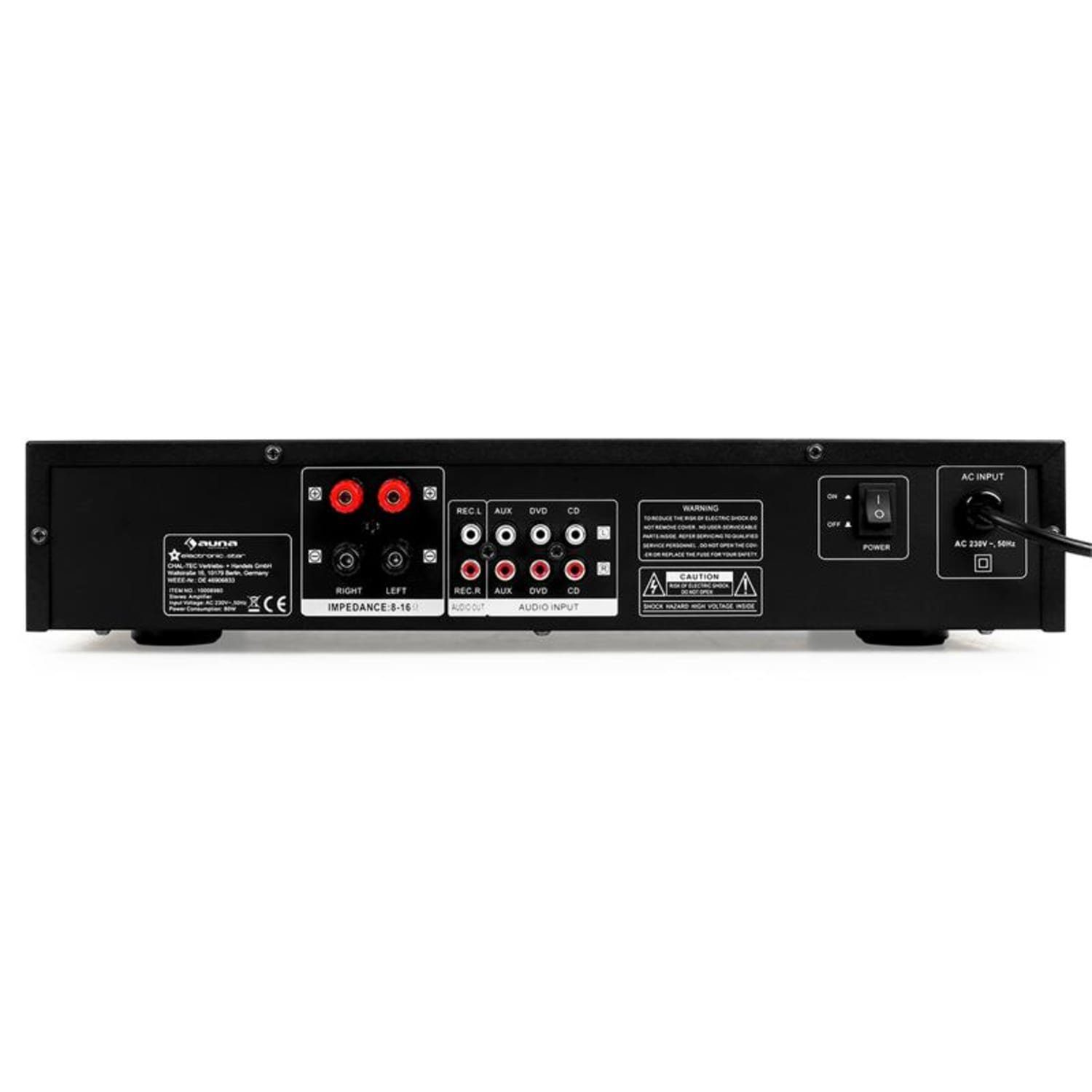 Auna AV2-CD508 Audioverstärker (Anzahl Kanäle: drei Stereo-Cinch-Audio-Eingänge und ein Line-Ausgang, 125 W)