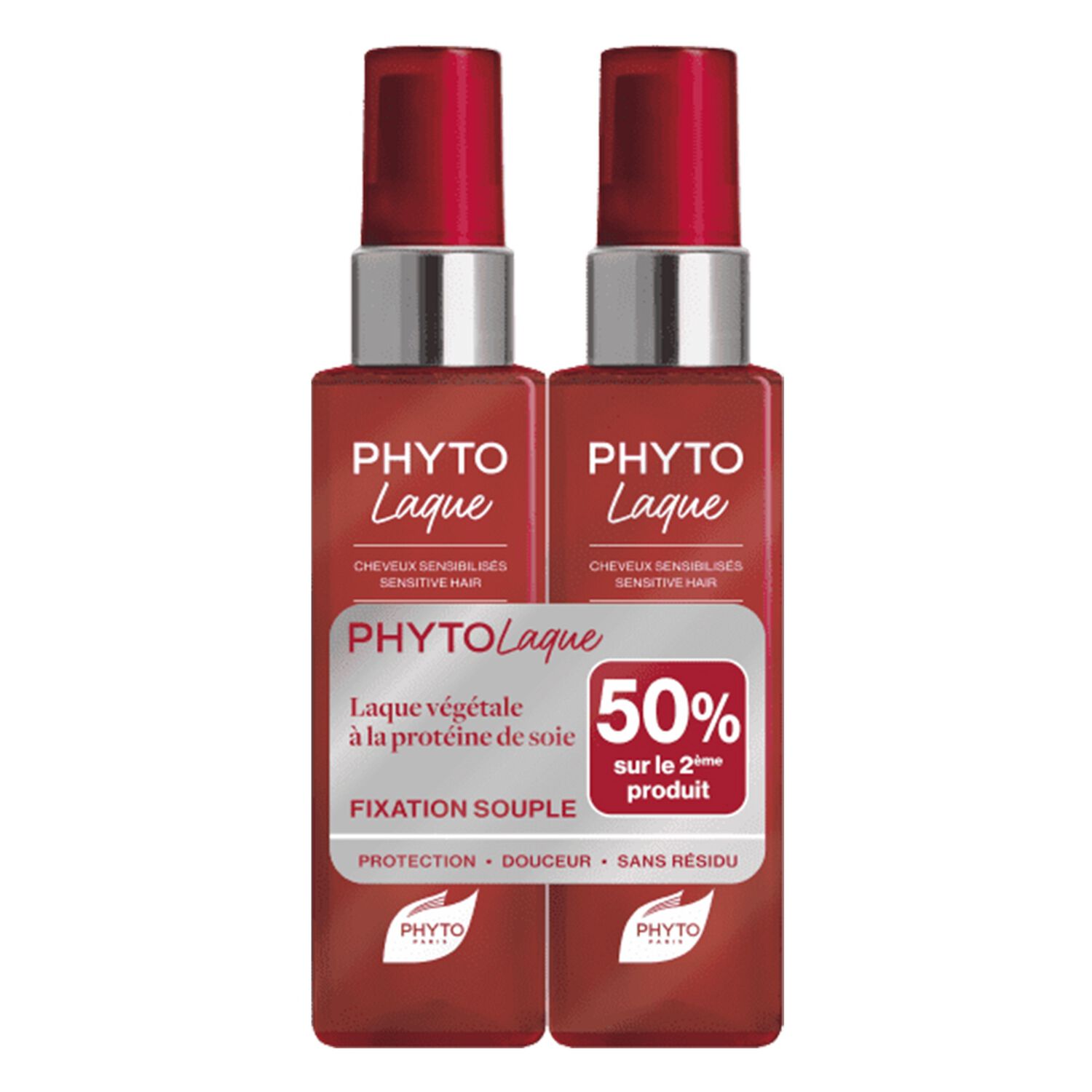 Phyto Phytolaque Soie Duo Laque Végétale Fixation Souple - Cheveux sensibilisés 2x100 ml