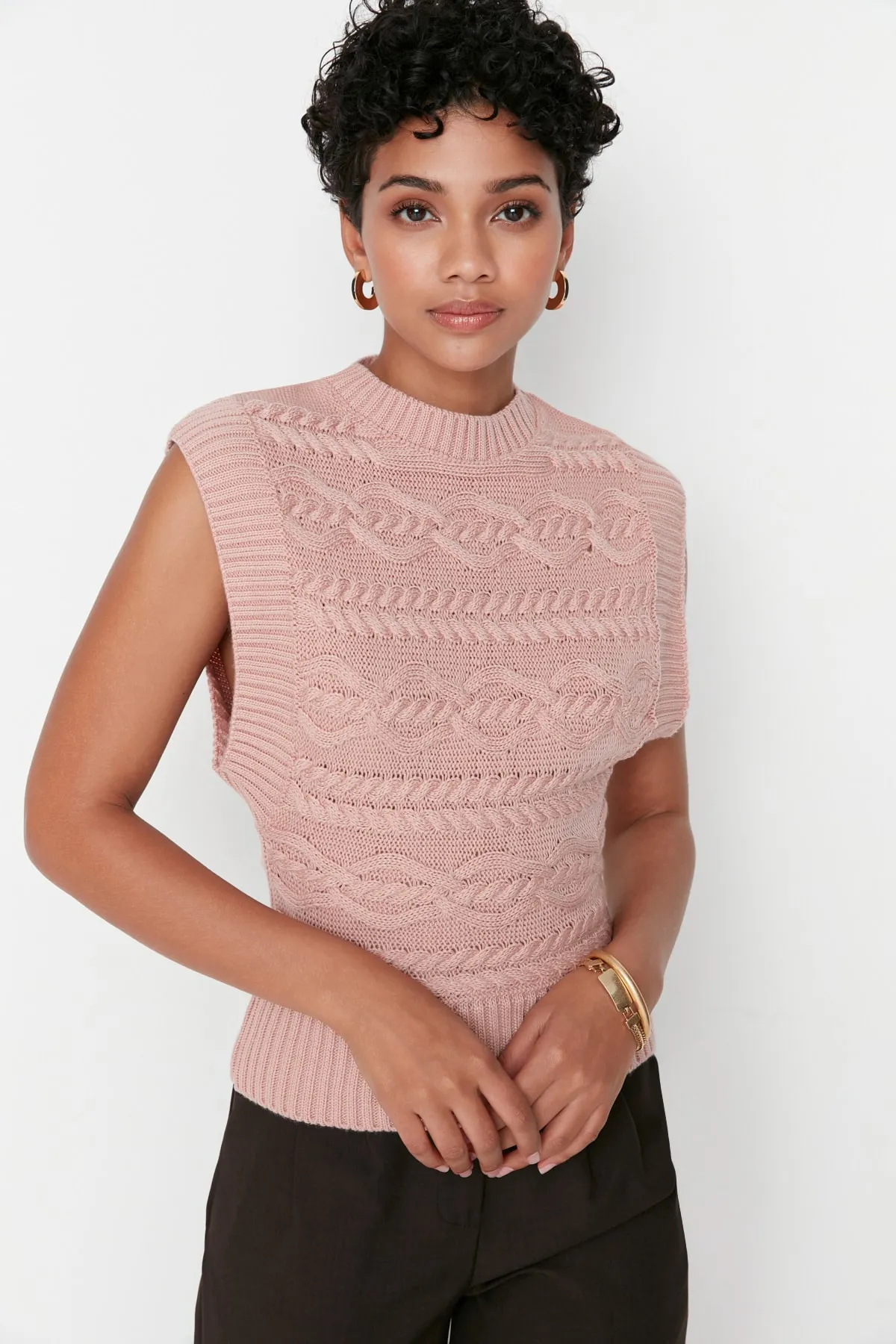 Trendyol Collection  Strickweste - Rosa - Regular Fit