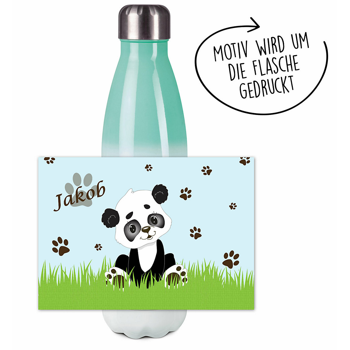 Edelstahl Kinder Thermoflasche / Trinkflasche bunt Panda Bär Spülmaschinenfest, Auslaufsicher, Bruchfest, Doppelwandig, Für Heißgetränke geeignet, Mit Deckel, Isoliert