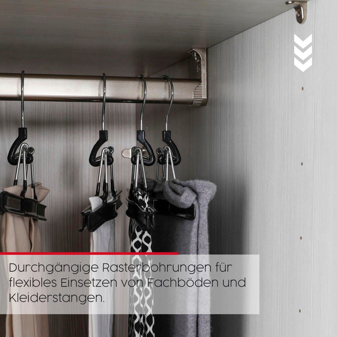 rauch Schlafzimmer-Set Valetta, Schrank, Bett, 2 Nachttische und 2 Paneele, optional mit Beleuchtung