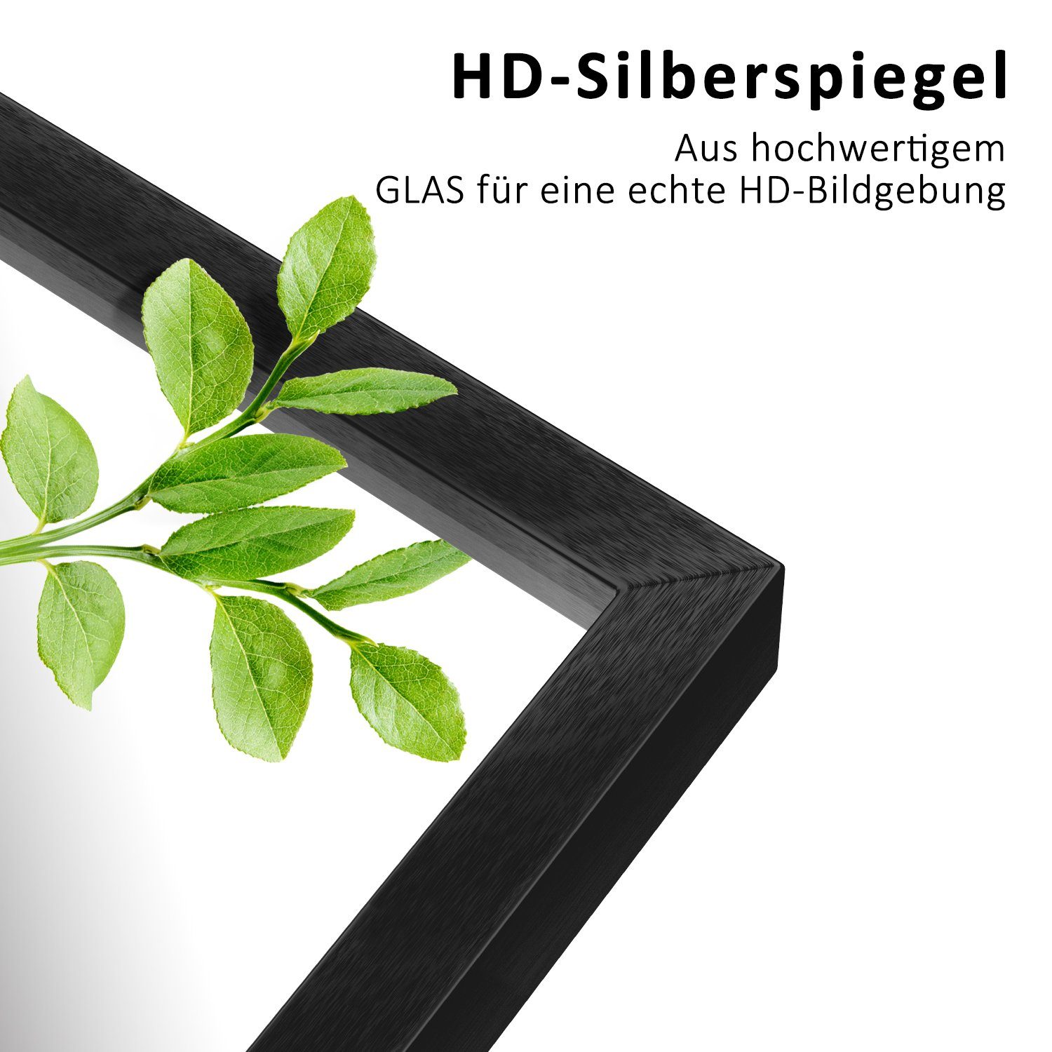 Boromal Spiegel Flur Ganzkörper 150x50 160x40 140x40 Flurspiegel schwarz (Wandspiegel Groß HD Bodenspiegel, mit Alu Metall Rahmen), explosionsgeschützt, 4 Installationsmethoden