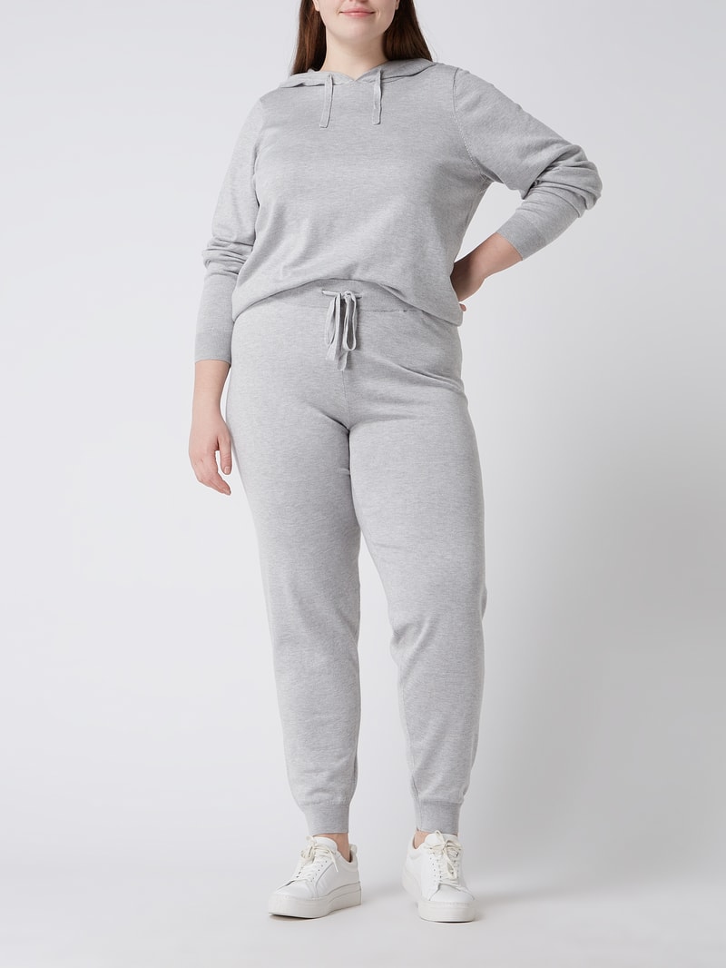 PLUS SIZE Strickhose aus Viskosemischung Modell 'Edith' in hellgrau meliert
