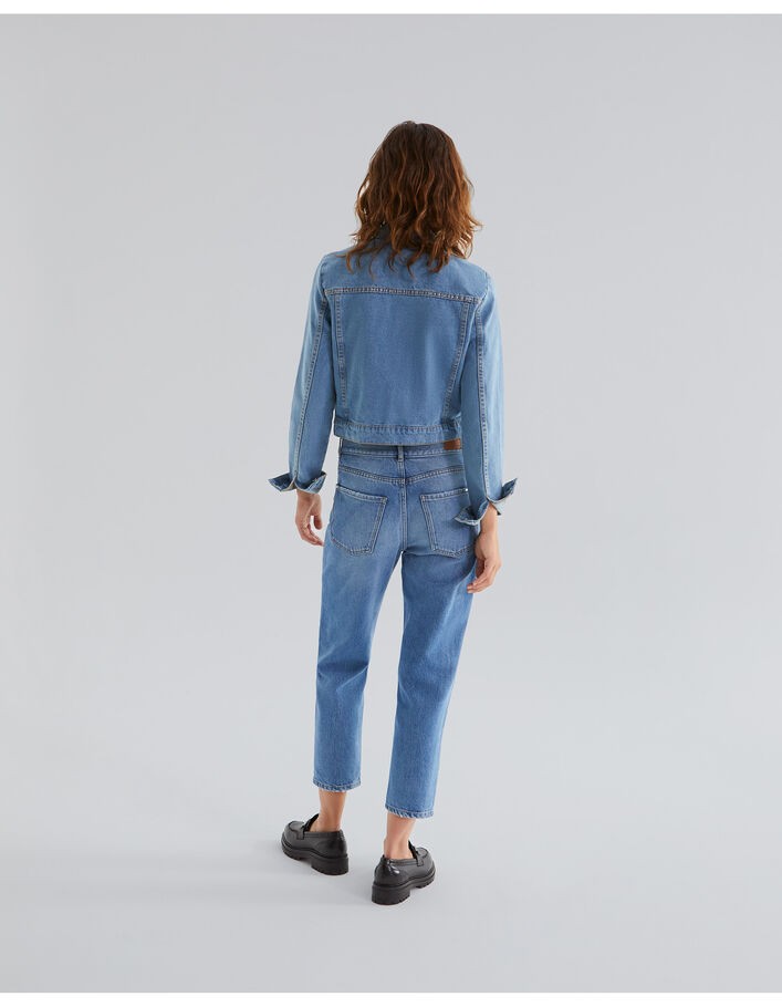 Jean boyfriend bleu cropped taille basse Waterless Femme