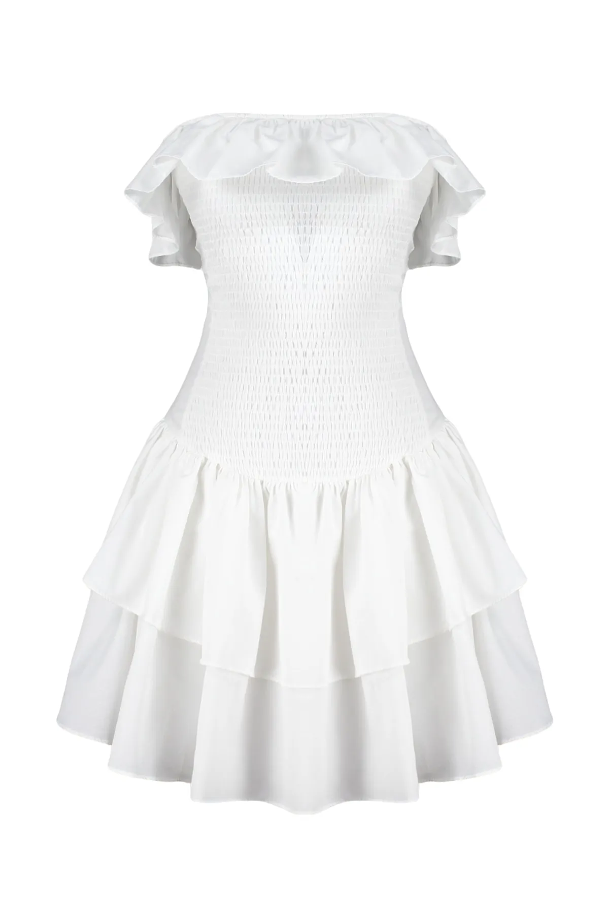 Trendyol Collection  Ecru-Taillenöffnung/Skater-gefüttertes Popeline-Brautabendkleid TPRSS22EL1720