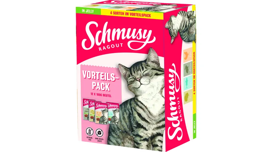 Schmusy Katzennassfutter Ragout in Jelly Multibox 100 g