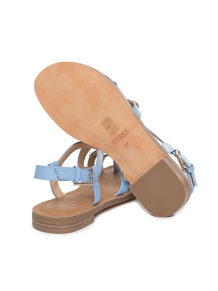 Guess Shoes Leder-Sandalen in Hellblau günstig kaufen