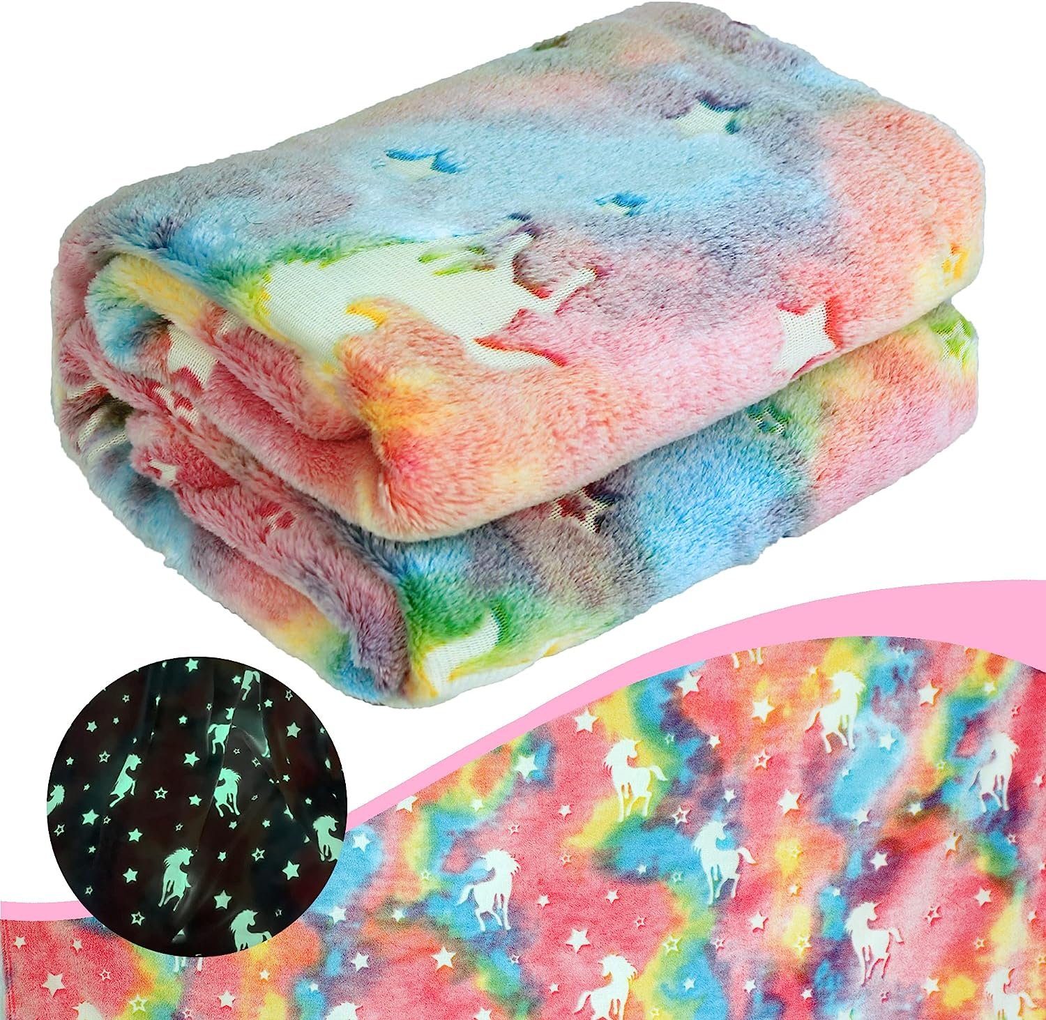 Kinderdecke Kinder Glow In The Dark Decke 150×130cm Einhorn, DRSEON