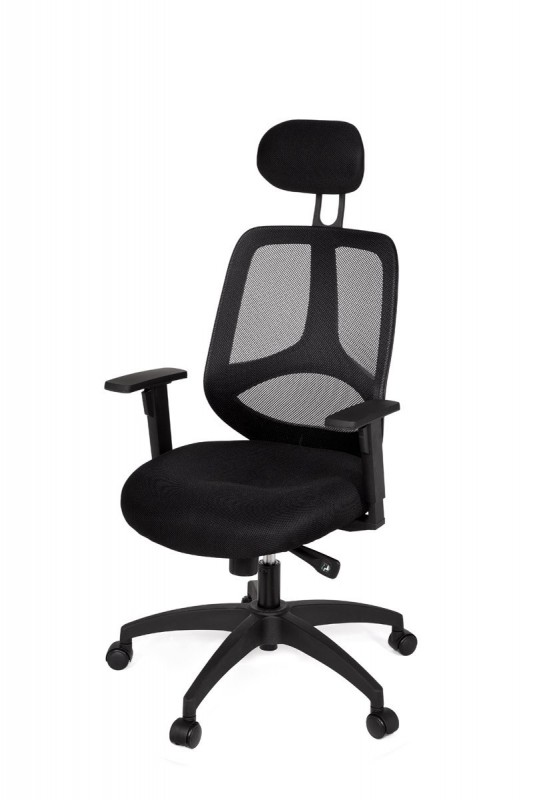 Amstyle Bürostuhl Deluxe Schwarz Schreibtischstuhl Drehstuhl Bürosessel mit Armlehnen & Kopfstütze & Synchronmechanik