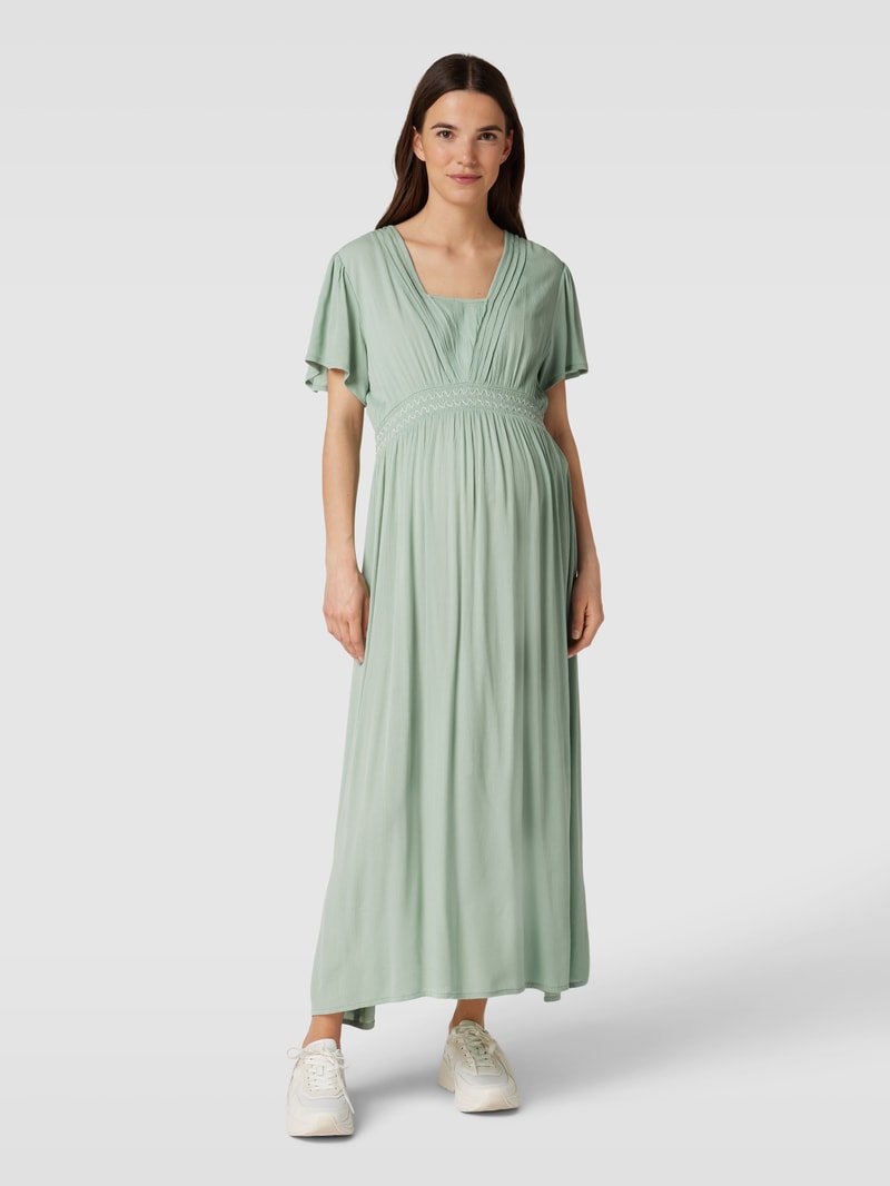 Umstands-Midikleid aus Viskose mit Ziernähten Modell 'Ikat' in mint