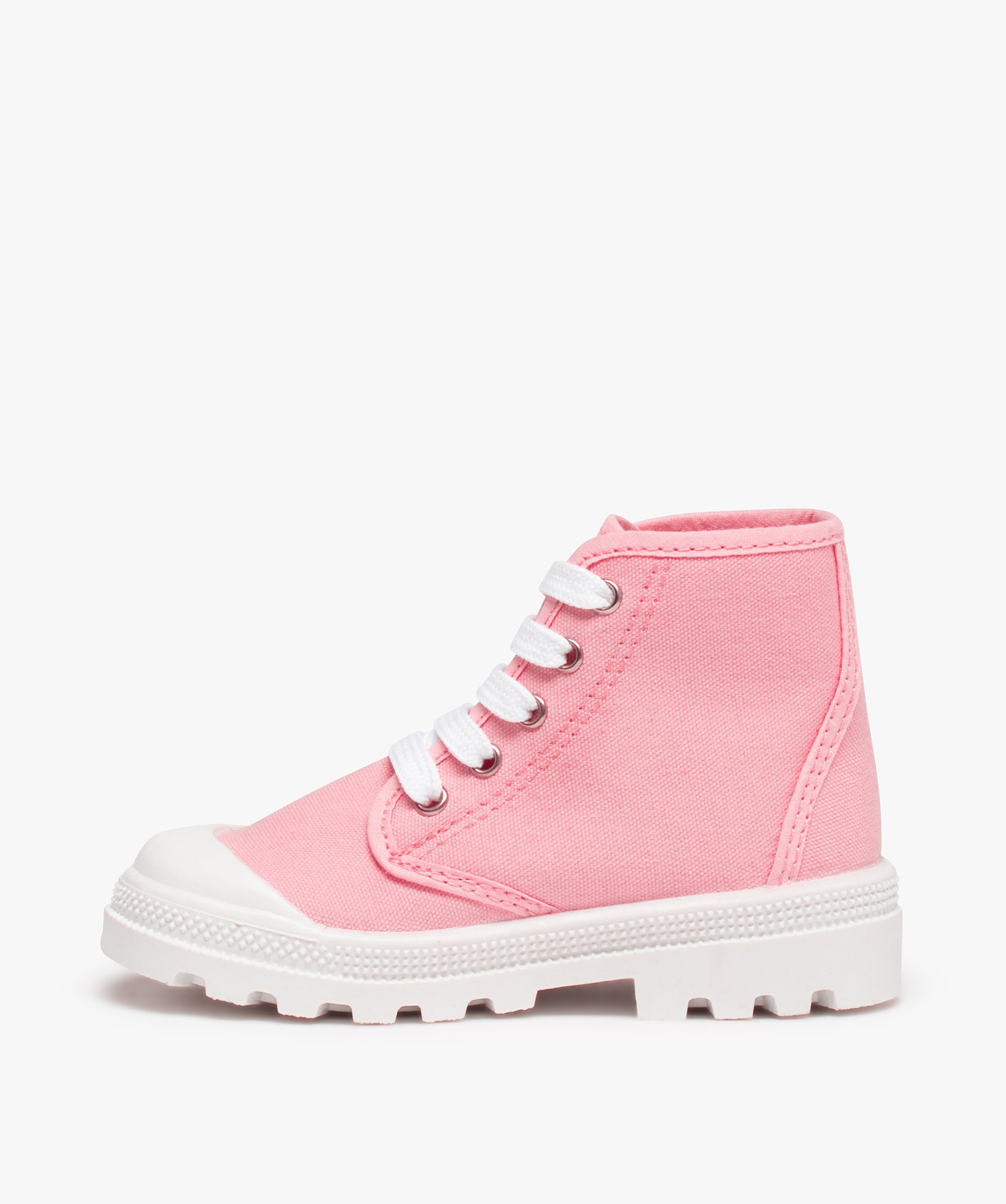 Baskets fille semi-montantes en toile unie et semelle crantée rose | GEMO