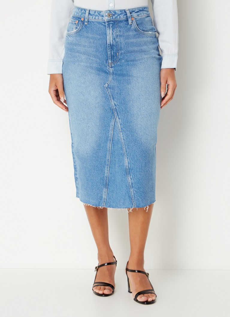 Fustă midi Rails Highland din denim cu amestec de lyocell