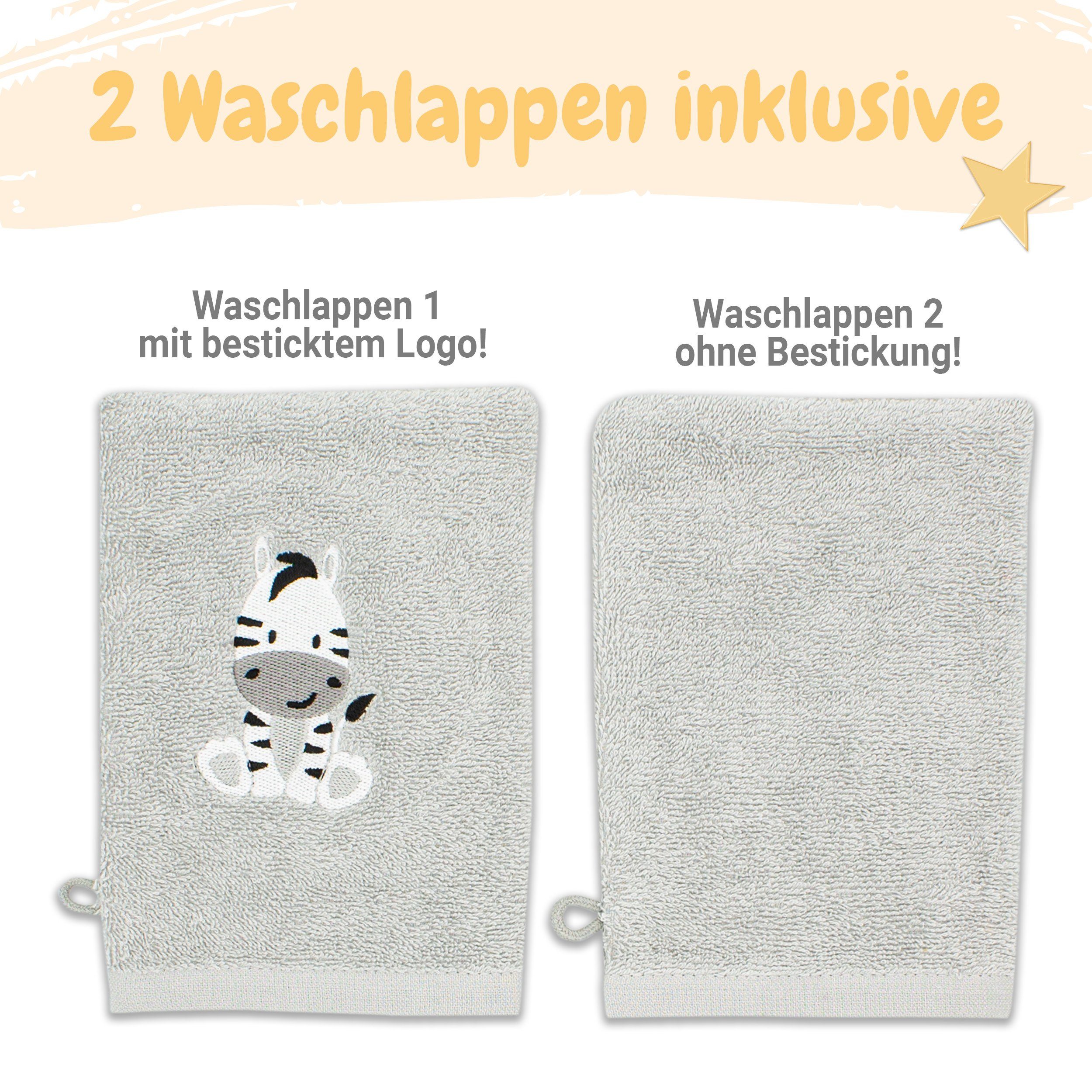 Babykajo Kapuzenhandtuch, Frottee (1, 1-St), Kuschliges Baby Handtuch mit Waschlappen