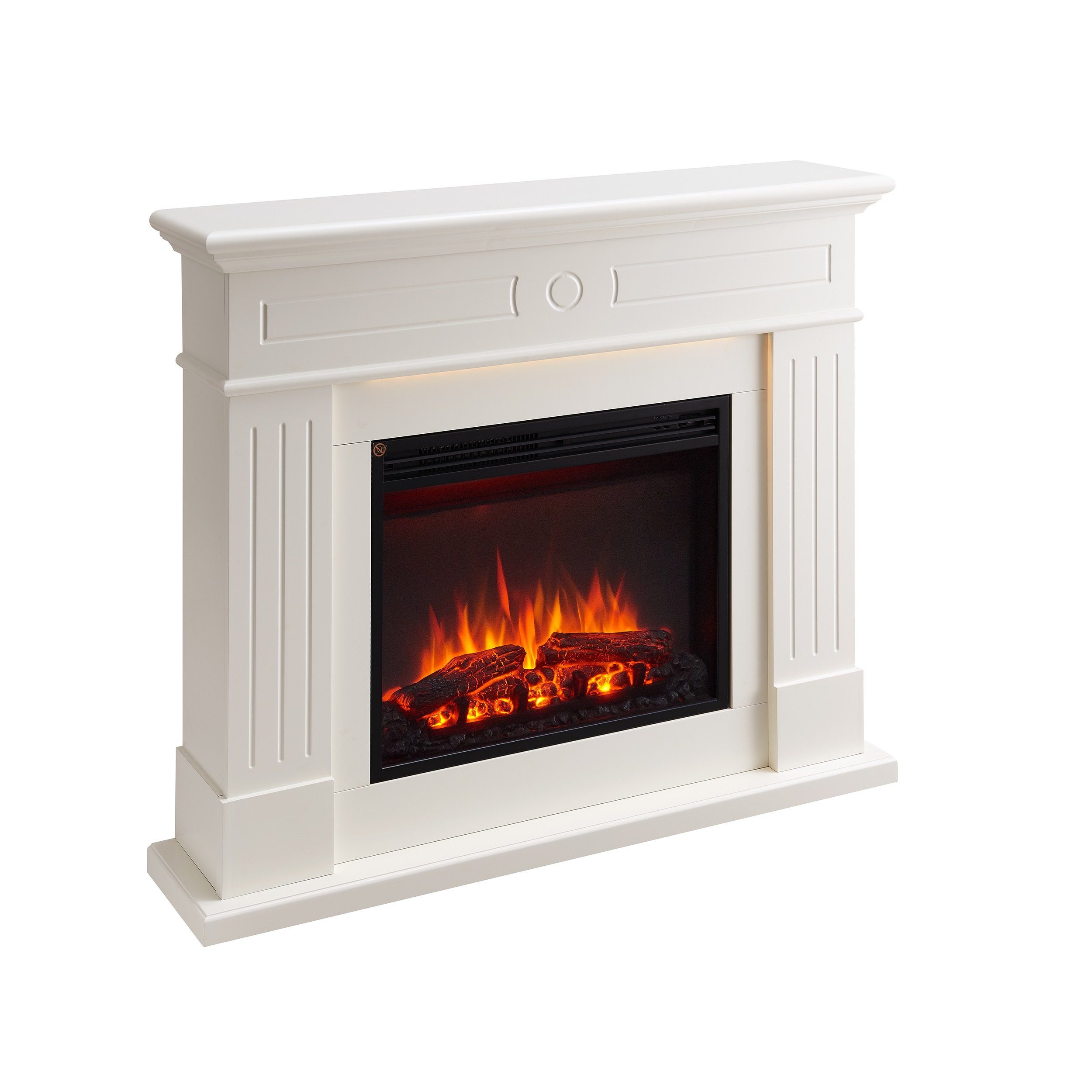 CrownFlame Elektrokamin Leandros, Standkamin mit Heizung 2000W, Heizung, LED-Beleuchtung, 3D-Flammeneffekt & Fernbedienung