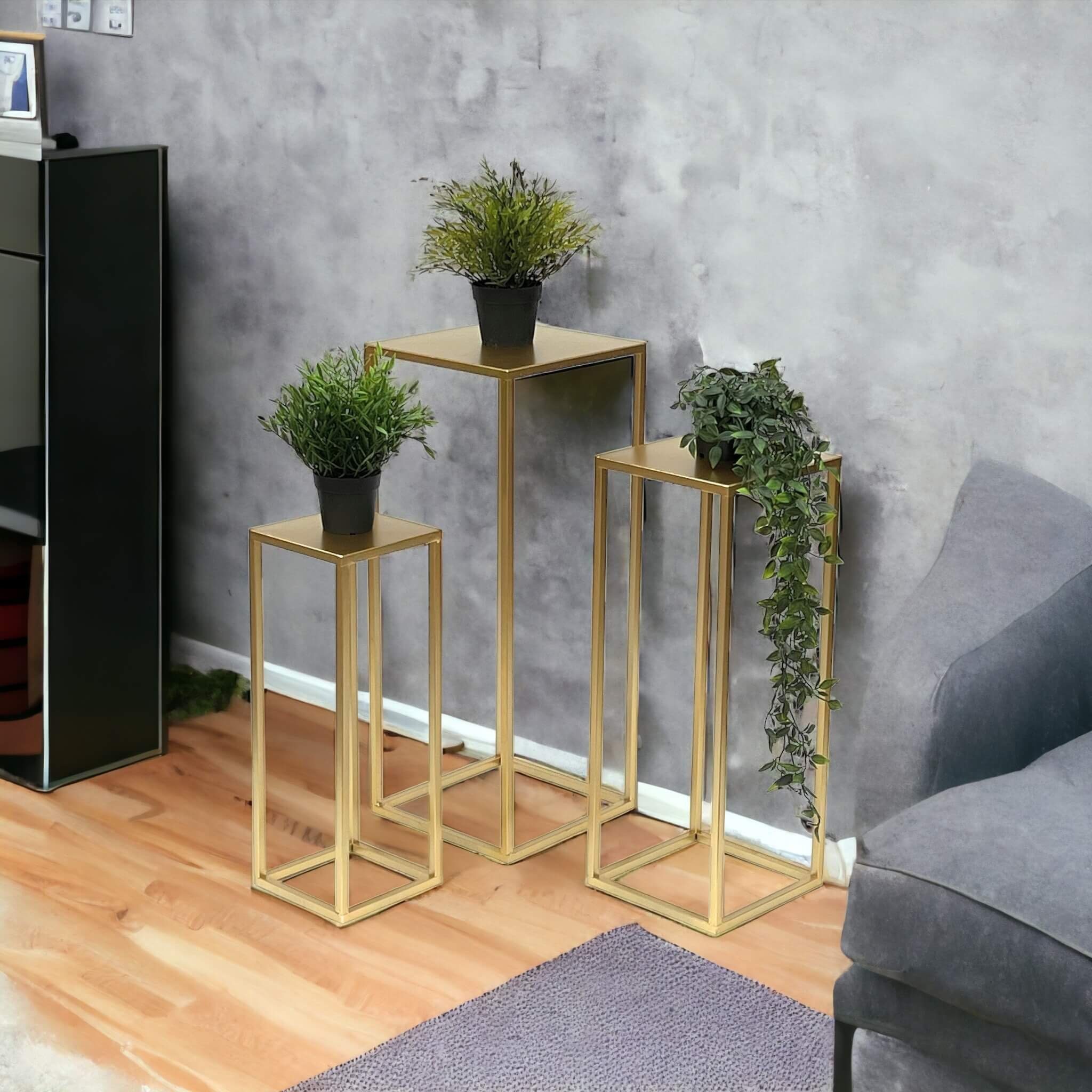 DanDiBo Blumenhocker Blumenhocker Metall Gold Eckig Blumenständer 96506 3er Set (3er Set)