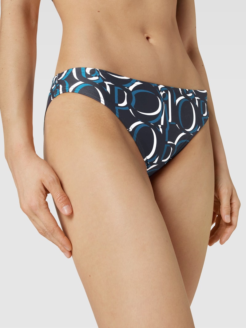Bikini-Hose mit Allover-Muster Modell 'Marinha' in marineblau