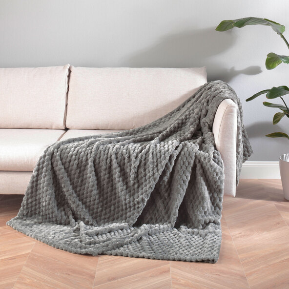 Wohndecke Jacquard 3D, silber
