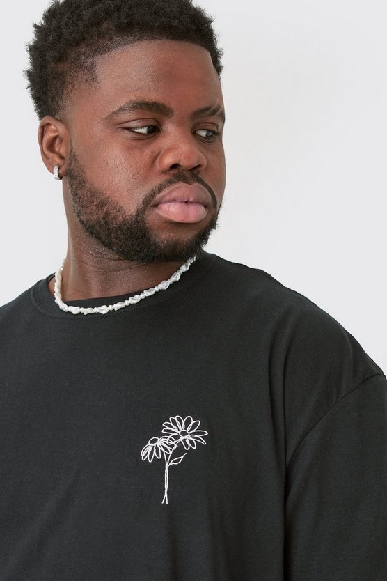 Plus Oversize T-Shirt mit floraler Stickerei