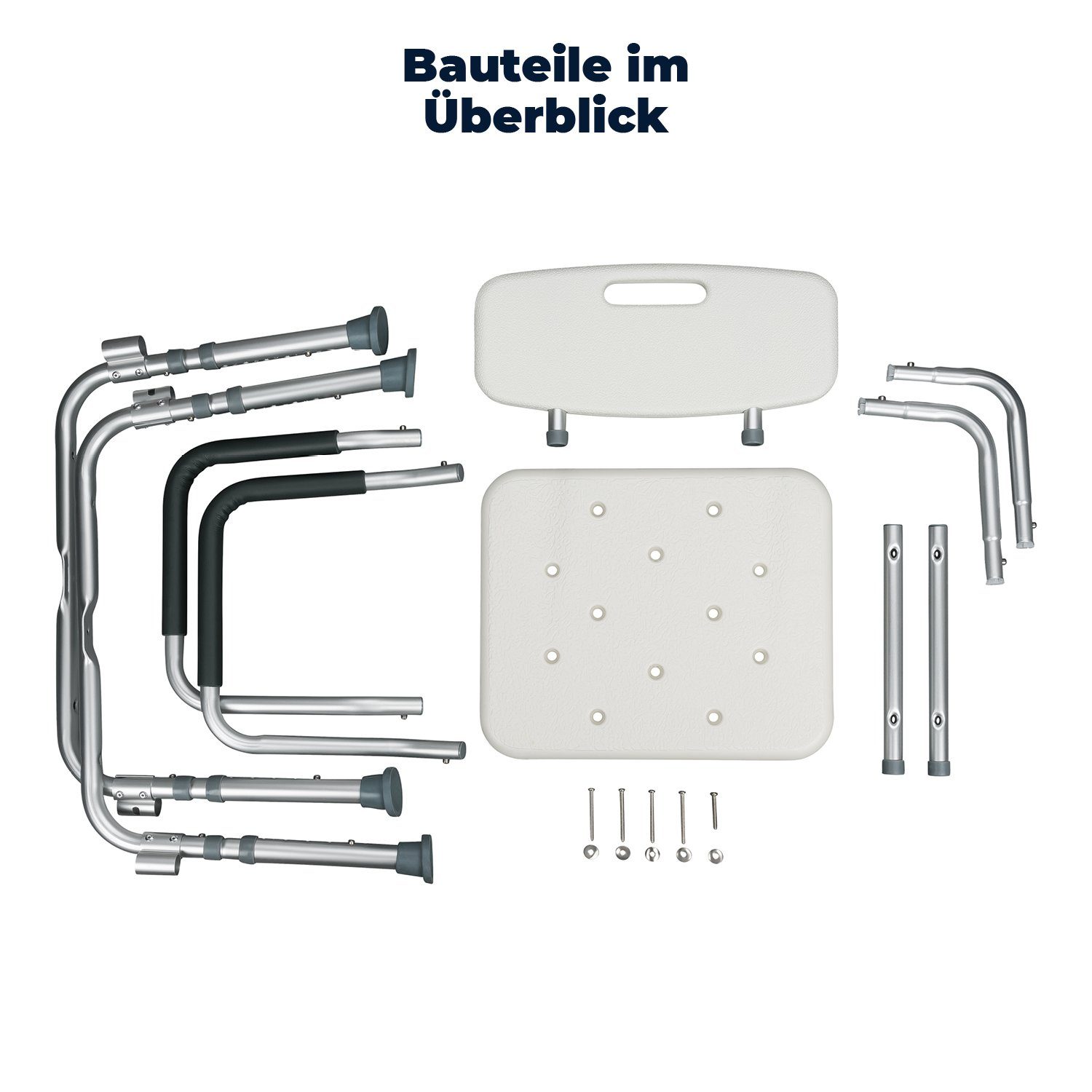 flexilife Duschhocker Duschsitz Duschhocker mit Rückenlehne und Armlehne - 110 kg belastbar